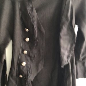 Black pea vest coat with coat tails